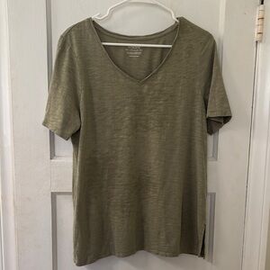 J. Crew Olive Short Sleeve V-Neck Top